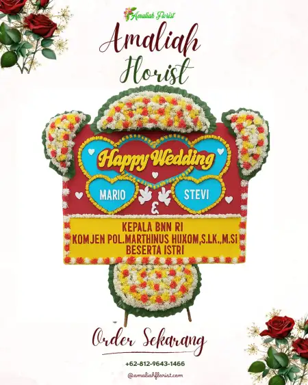 Papan Bunga Pernikahan Rumah Tiga